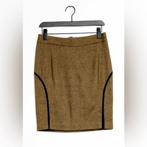 Club Monaco CLASSIC Tweed Wool Skirt-Brown, 2, PRISTINE